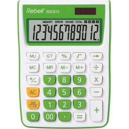 Calculator de birou Calculator de birou, 12 digits, 145 x 104 x 26 mm, Rebell SDC 912 - alb/verde