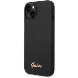Husa Husa telefon Guess pentru iPhone 14 MAX, Camera Outline and Script Metal Logo, Silicon Lichid, Negru
