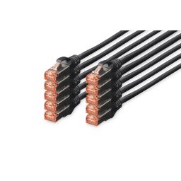 DIGITUS CAT 6 S-FTP patch cable Cu LSZH AWG 27/7 length 1 m 10 pieces color black "DK-1644-010-BL-10