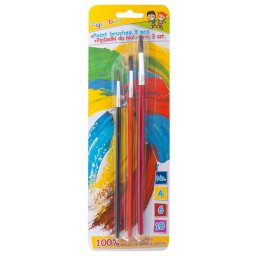 Articole pentru scoala Set 3 pensule/blister (nr.4-6-10), GIMBOO - culori asortate