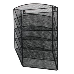 Accesorii birotica Display metalic Mesh, pentru pliante si cataloage, de perete, 5 x A4, Q-Connect - negru