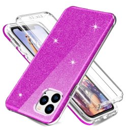 Husa TPU OEM Shockproof Glitter Full - Husă silicon - compatibil cu Apple iPhone 11 Pro Max - Glitter, Anti-șoc - culoare Mov