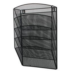 Accesorii birotica Display metalic Mesh, pentru pliante si cataloage, de perete, 5 x A4, Q-Connect - negru