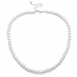 Colier Pufo Pearl Classic – colier de dama scurt cu perle mici albe acrilice, elegant si rafinat pentru orice ocazie
