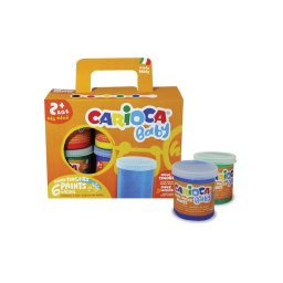 Articole pentru scoala Tempera super lavabila, pentru pictura cu mana, 6 culori x 80ml/set, CARIOCA Baby Finger Paint 2+
