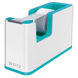 Accesorii birotica Dispenser banda adeziva LEITZ WOW, PS, banda inclusa, culori duale, alb-turcoaz