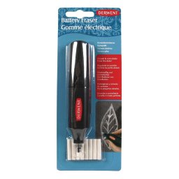 Radiera electrica DERWENT Professional, cu baterii, 8 rezerve incluse, negru