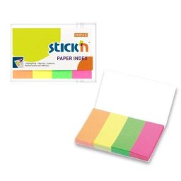 Stick index hartie color 50 x 20 mm, 4 x 50 file/set, Stick"n - 4 culori neon