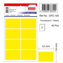 Accesorii birotica Etichete autoadezive color, 34 x 52 mm, 40 buc/set, TANEX - galben fluorescent
