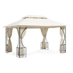 Cort Pavilion 3x4m Premium pentru Curte sau Gradina cu 4 Pereti, Bej
