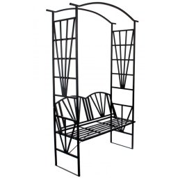 Pergola, arcada metalica pentru gradina, cu banca, 114x45x208 cm