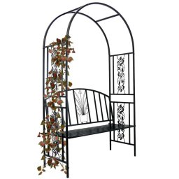 Pergola de gradina, arcada metalica, cu banca, 122x58x203 cm