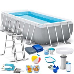 Piscina cu cadru metalic dreptunghiular, 17 in 1, Intex, 400 x 200 x 122 cm