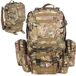 Rucsac unisex militar Tactical Camo, 45L + 3,5L, poliester 600D
