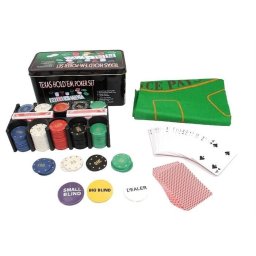 Set Poker Texas Hold’em 200, jetoane si carti, cutie metalica, accesorii