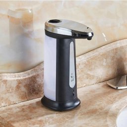 Dozator sapun lichid,cu senzor, capacitate 400ml, 19x13,5x8cm, negru-argintiu