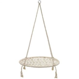 Leagan Suspendat tip Cuib pentru Curte sau Gradina Diametru 80cm, alb