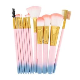 Set 12 pensule de machiaj, make-up profesional, roz deschis