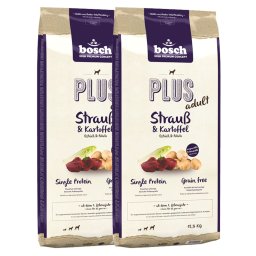 BOSCH Plus Hrana uscata cu strut & cartofi pentru cainii junior cu intolerante alimentare 25 kg (2 x 12,5 kg)