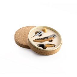 Set 3 accesorii vin, Everestus, 42FEB232711, Ø144x42 mm, Pluta, Natur