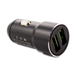 2xUSB 5V / 2.4A carcasă metalică 12W Negru