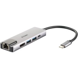 D-Link 5-in-1 DUB-M520 USB Tip C, Gri