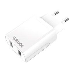 Accesorii birotica Incarcator priza 220V, GRIXX Optimum - 2 x USB - alb