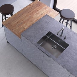 Chiuveta bucatarie inox TASCA CANOVA CA50 GUN METAL cu strat PVD ceramic culoare gri inchis negru antracit si accesorii montaj