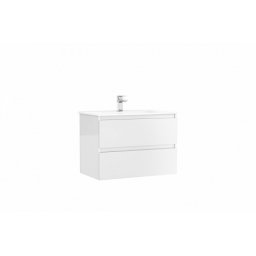 Set mobilier suspendat cu 2 sertare Gala Daily cu lavoar 80cm,alb lucios