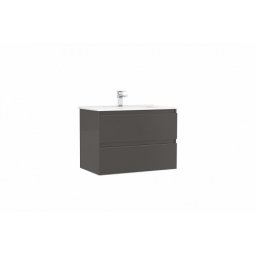 Set mobilier suspendat cu 2 sertare Gala Daily cu lavoar 80cm,antracit lucios