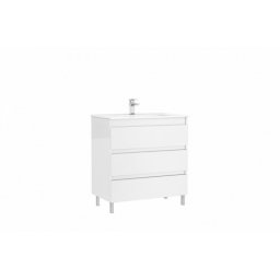 Set mobilier stativ cu 3 sertare Gala Daily cu lavoar 80cm,alb lucios