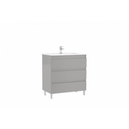 Set mobilier stativ cu 3 sertare Gala Daily cu lavoar 80cm,gri lucios