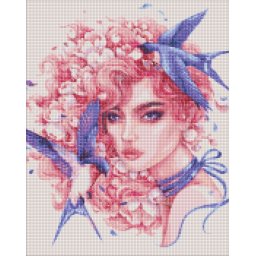 Set goblen cu diamante, cu sasiu, Portret melodic, 40x50 cm