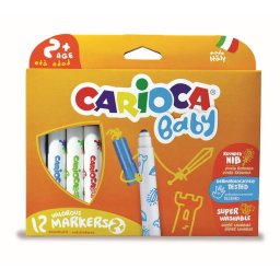 Carioca super lavabila, 12 culori/cutie, CARIOCA Baby +2