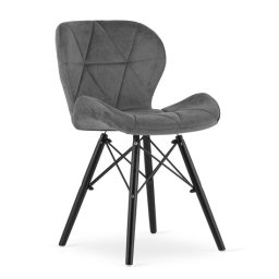 Scaun stil scandinav, Artool, Lago Velvet, catifea gri, picioare lemn negru, 47x52x73.5 cm