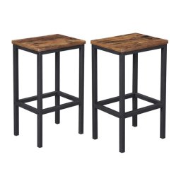 Set 2 scaune de bucatarie/bar, Artool, pal maro rustic, picioare metal negru, 40x30x65 cm