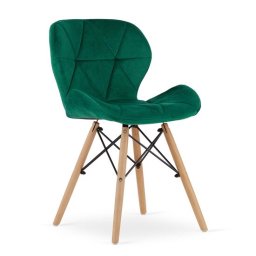 Scaun stil scandinav, Artool, Lago, catifea verde, picioare lemn natur, 48x43x74 cm