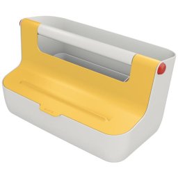 Cutie portabila cu organizator LEITZ Cosy, PS, cu maner, 36x19x21 cm, galben chihlimbar