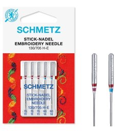 Set combinat 5 ace broderie Schmetz, finete ac 75-90, pentru masina de brodat, sistem ac 130/705 H