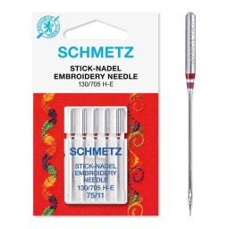 Set 5 ace broderie Schmetz, finete ac intre 75-90, pentru masina de brodat, sistem ac 130/705 H