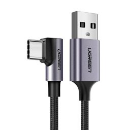 Cablu USB-C unghiular, 3A, 2 m, negru
