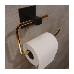 Suport metalic pentru hârtie igienică 8x16 cm negru/auriu