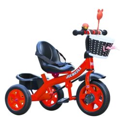 Tricicleta cu pedale pentru copii 2-5 ani, NBW, cos tip rachita cu fundita si cos spate, Rosu