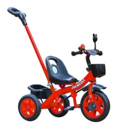 Tricicleta cu pedale si maner parental pentru copii 2-5 ani, NBW, cos frontal negru si cos spate, Rosu