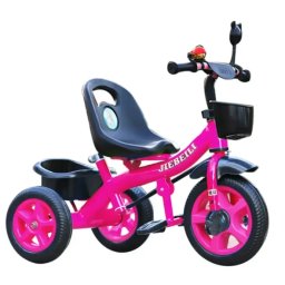 Tricicleta cu pedale pentru copii 2-5 ani, NBW, cos frontal negru si cos spate, Roz