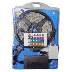 Banda LED cu silicon , cod 5050,Color RGB , cu telecomanda si alimentator, lungime 5 M