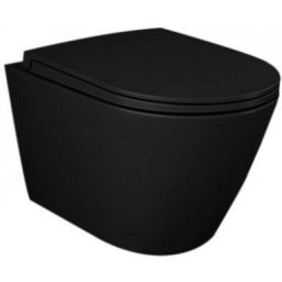Set vas WC suspendat Rak Feeling Rimless cu capac soft close negru mat