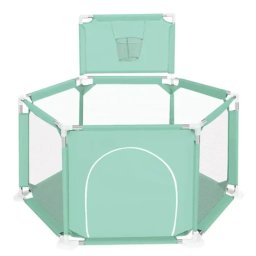 Tarc de joaca pentru copii cu cos de baschet si 50 bile, NBW, interior-exterior, 113x128 cm, Mint