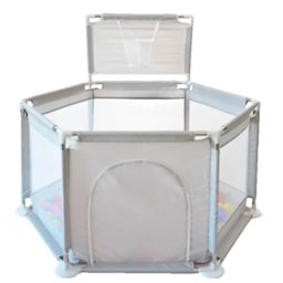 Tarc de joaca pentru copii cu cos de baschet si 50 bile, NBW, interior-exterior, 113x128 cm, Gri