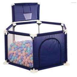 Tarc de joaca pentru copii cu cos de baschet si 50 bile, NBW, interior-exterior, 113x128 cm, Albastru